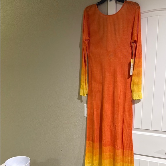 Future Collective Dresses & Skirts - Orange and Yellow Sheath Long Sleeve Dress